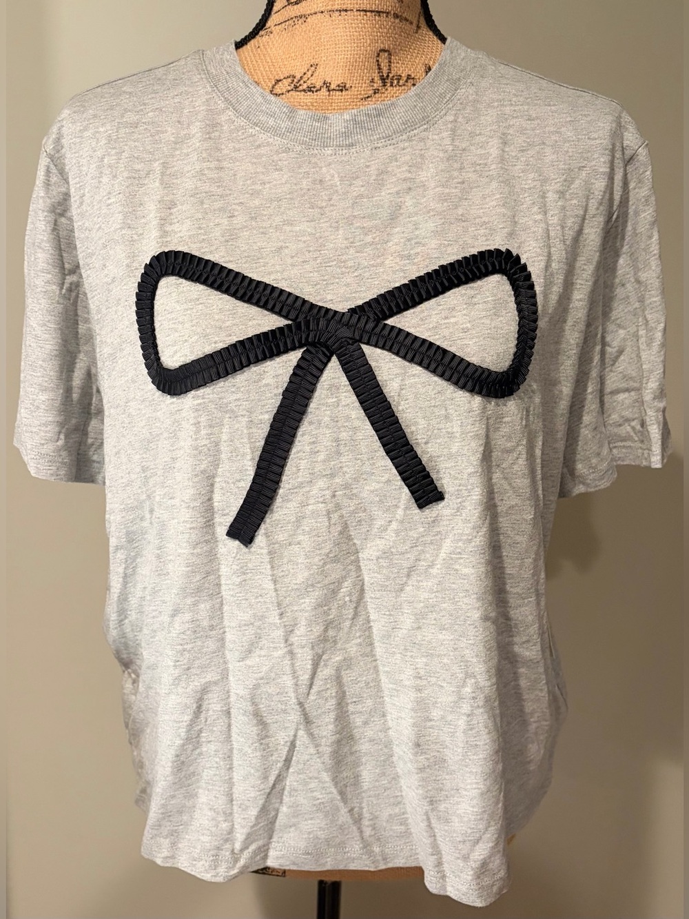 On 34th Macy's Exclusive Heather Gray Cotton Blend Knit Bow T-Shirt - Size XL